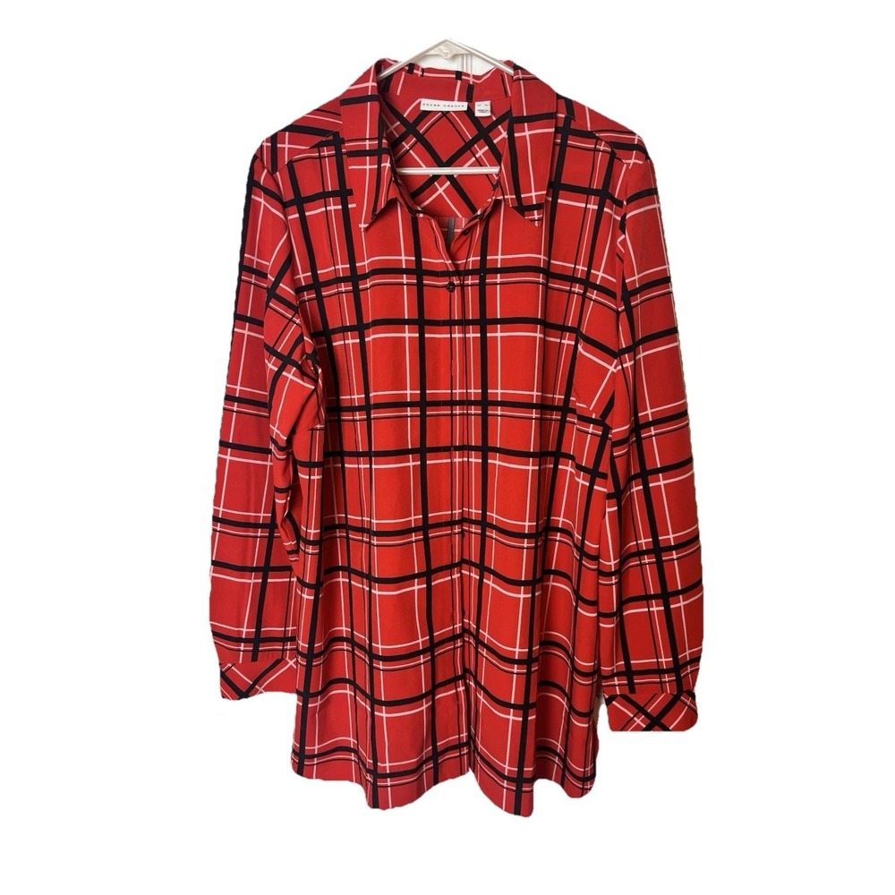 Susan Graver Button‎ Up Tunic Shirt Size XL Long Sleeve Collared